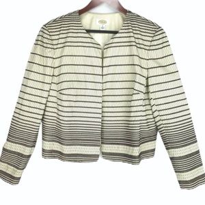 Talbots Blazer Jacket Embroidered Linen Career Textured Work Office Womens 16